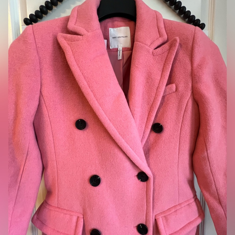 AVEC LES FILLES Wool Double Breasted Coat Retro Pink Jacket Small 4 6 NWT 💖